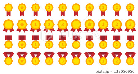 Medal Icon Set - Flat Color Medal Icon Set - Flat Color 138050956