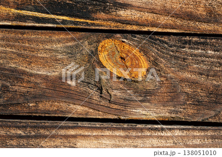 Dark brown wooden planks with strong grain texture and natural pattern, rustic abstract background, aged wood surface for design, premium organic material concept 138051010
