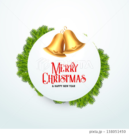 golden christmas bell with fir leaves for festival season golden christmas bell with fir leaves for festival season 138051450