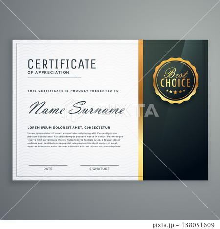 premium black certificate vector design template 138051609