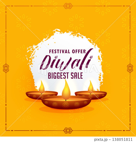 happy diwali greeting design template with three diya lamps on yellow background happy diwali greeting design template with three diya lamps on yellow background 138051811