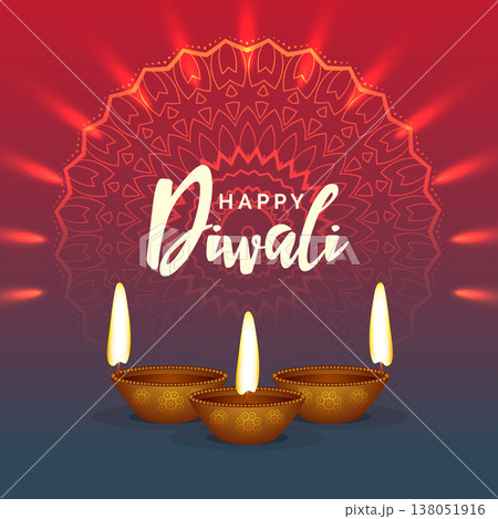 shiny diwali festival greeting background with mandala decoration shiny diwali festival greeting background with mandala decoration 138051916