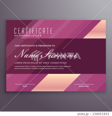 purple stripe certificate design template 138051931