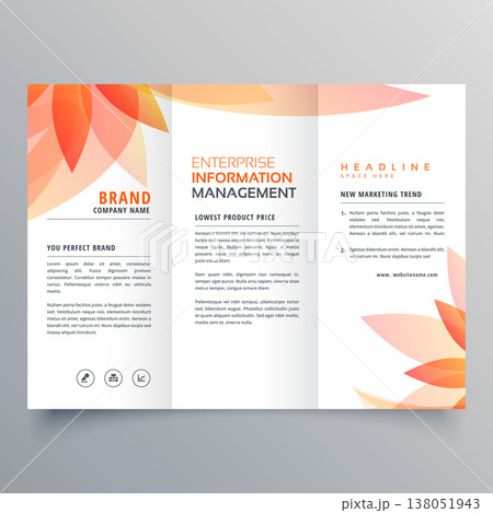 beautiful orange leaf tri fold business brochure vector design beautiful orange leaf tri fold business brochure vector design 138051943