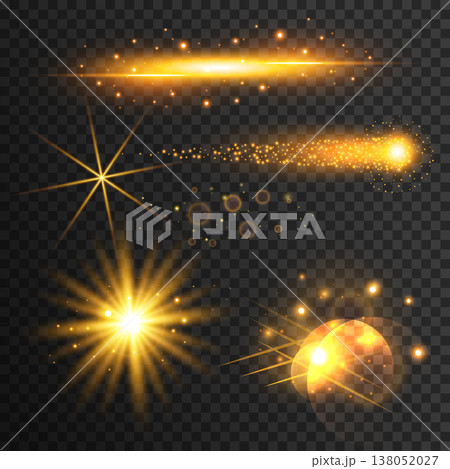 set of transparent golden light effect set of transparent golden light effect 138052027