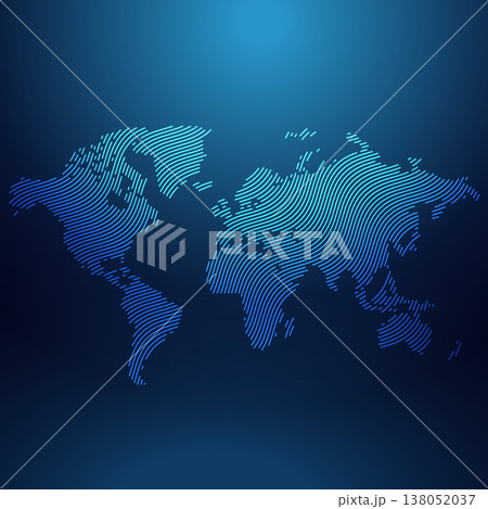 blue world map in wavy style vector 138052037