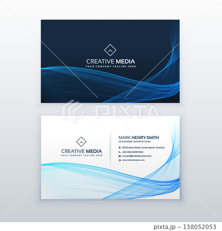 abstract blue wave business card vector design abstract blue wave business card vector design 138052053