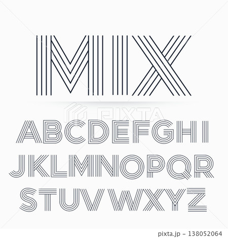 alphabet letter font in line stripe style 138052064