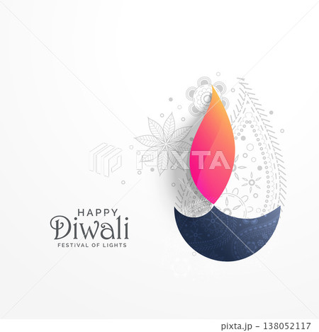 happy diwali holiday greeting card with paisley decoration and diya background happy diwali holiday greeting card with paisley decoration and diya background 138052117