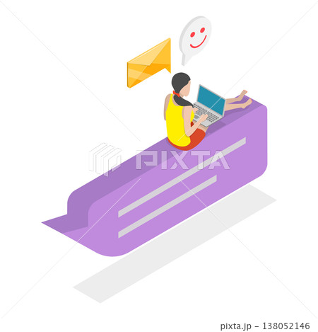 3D Isometric Flat Vector Illustration of Digital Conversation, Chat Friend Messages. Item 1 138052146