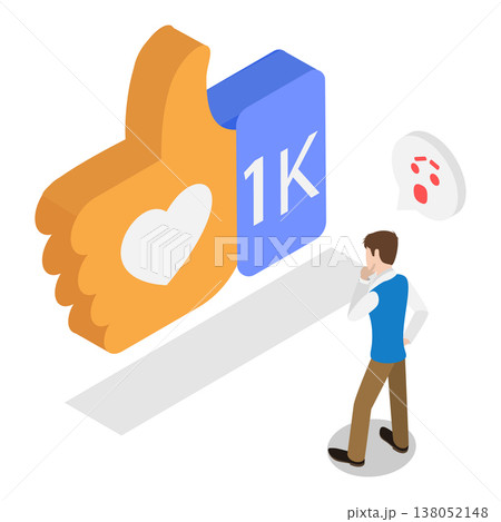 3D Isometric Flat Vector Illustration of Like Bubbles, Concept For Social Media Platforms. Item 3 138052148