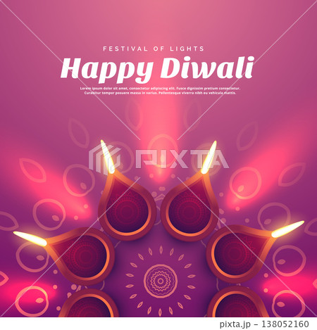 beautiful diwali illustration with burning diya lamp beautiful diwali illustration with burning diya lamp 138052160