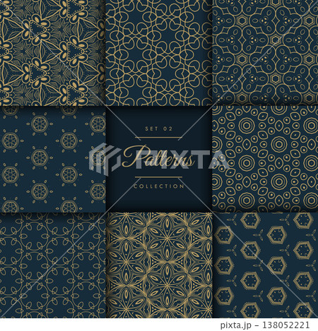 abstract dark patterns pack in floral style in gold color abstract dark patterns pack in floral style in gold color 138052221