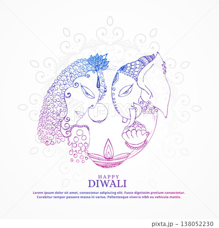 goddess lakshmi and lord ganesha creative happy diwali background 138052230