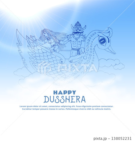 illustration of ravan with sita flying over the clouds, happy dussehra festival illustration of ravan with sita flying over the clouds, happy dussehra festival 138052231