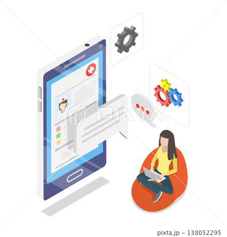 3D Isometric Flat Vector Illustration of Health Insurance, Blockchain Technology Applications. Item 1 138052295