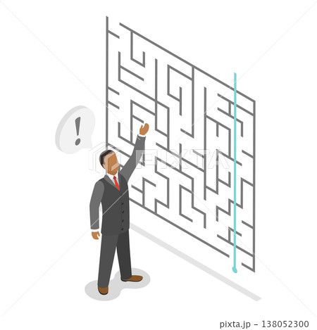 3D Isometric Flat Vector Illustration of Different Approach , Businessmen Propose Unique Solution To Overcome Challenging Maze.. Item 2 3D Isometric Flat Vector Illustration of Different Approach , Businessmen Propose Unique Solution To Overcome Challenging Maze.. Item 2 138052300
