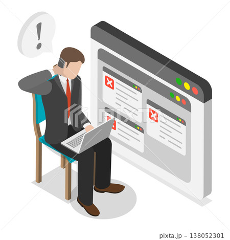 3D Isometric Flat Vector Illustration of Consulting Services, Software Support. Item 2 138052301