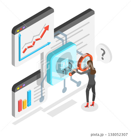 3D Isometric Flat Vector Illustration of Advertising Efficiency AI-Technology, AI In Marketingconcept. Item 3 138052307