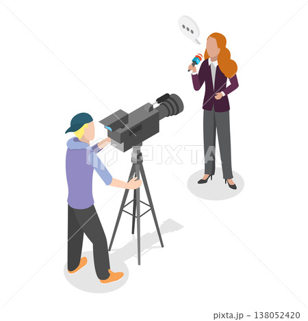 3D Isometric Flat Vector Illustration of Photo And Video Shooting, Paparazzi, Journalism Events. Item 3 138052420