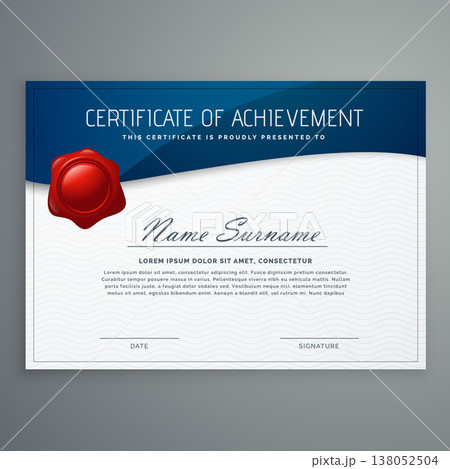 certificate design template with blue curve shape 138052504