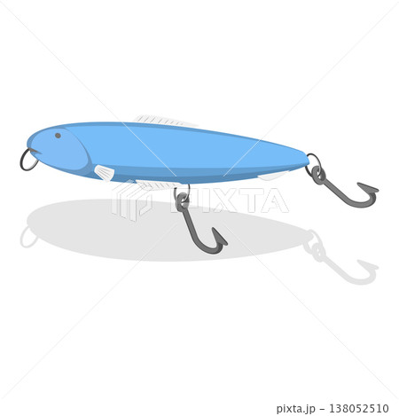 3D Isometric Flat Vector Illustration of Fishing Bait Collection, Fisherman Tackle and Artificial Fishes. Item 7 138052510