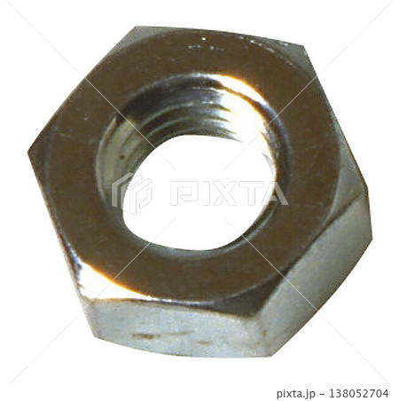 Heavy Duty Steel Hex Nut Close-Up isolated on a white background Heavy Duty Steel Hex Nut Close-Up isolated on a white background 138052704