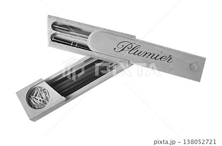 Plumerier Wooden Pencil Case isolated on a white background 138052721