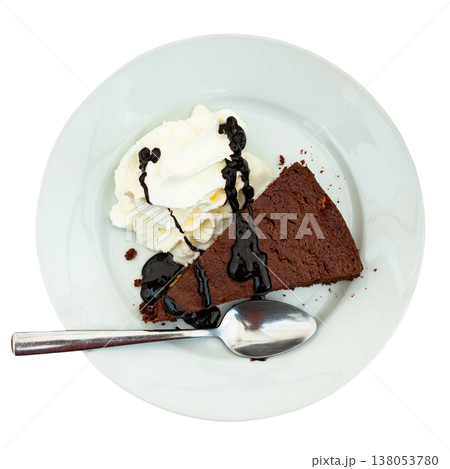 Chocolate brownie cake served for dessert Chocolate brownie cake served for dessert 138053780