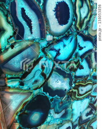 Agate texture with blue and green shades 138053856