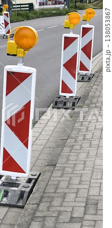 City streets, roads, repair works are underway, warning road signs have been erected City streets, roads, repair works are underway, warning road signs have been erected 138053867