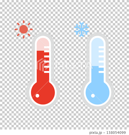 Simple thermometer illustrations for hot and cold days 138054099