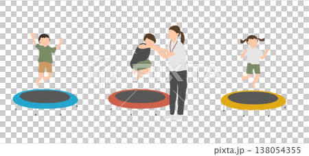 トランポリンで遊ぶ子どもたち	 138054355