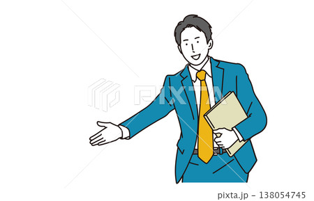 案内をする男性ビジネスマンのイラスト素材 138054745
