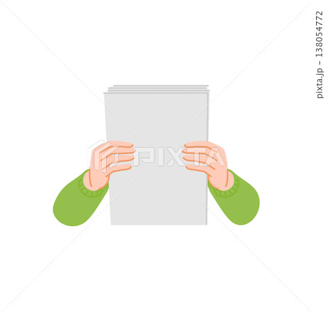 書類を手で揃える 上から見た俯瞰の手元イラスト 書類を手で揃える 上から見た俯瞰の手元イラスト 138054772