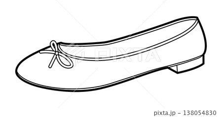 Ballet flat shoe women single line. Bow detail classic round toe footwear for office commute relaxed look. Technical 138054830