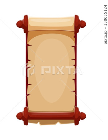 Scroll parchment Caribbean pirates or corsairs game icon. Cartoon vector vintage treasure map template with wooden frame, old paper blank for sea fantasy adventure game menu, quest, notice or message Scroll parchment Caribbean pirates or corsairs game icon. Cartoon vector vintage treasure map template with wooden frame, old paper blank for sea fantasy adventure game menu, quest, notice or message 138055124
