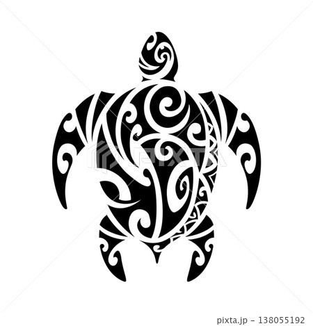Maori sea turtle animal ethnic graphic tattoo or decor. Polynesian ethnic folk print, Samoan tribe abstract symbol. Maori tribal black tattoo Maori sea turtle animal ethnic graphic tattoo or decor. Polynesian ethnic folk print, Samoan tribe abstract symbol. Maori tribal black tattoo 138055192