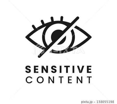 Sensitive content, restricted media icon or symbol. Sensitive content or web material pictogram, graphic restricted photo warning symbol. Hidden password or media icon 138055198
