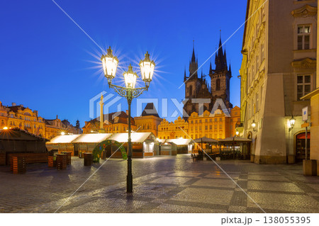 Old Town Square with Church of Our Lady before Tyn at dawn in Prague, Czech Republic Old Town Square with Church of Our Lady before Tyn at dawn in Prague, Czech Republic 138055395