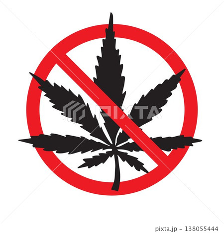 Vector cannabis leaf crossed in red circle 138055444