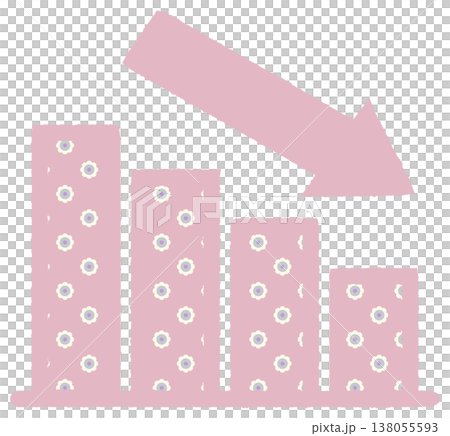 Simple bar graph icon, downward sloping to the right, Daisy Simple bar graph icon, downward sloping to the right, Daisy 138055593