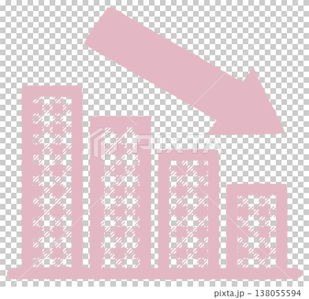 Simple bar graph icon, downward sloping to the right, gingham check pattern. Simple bar graph icon, downward sloping to the right, gingham check pattern. 138055594