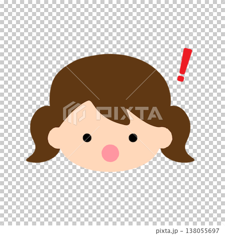 Simple and cute girl's face icon, surprised expression child character illustration, character expression material. 138055697