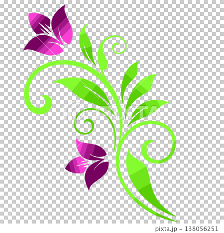 Purple Flower Swirl Ornament Design Isolated on White Purple Flower Swirl Ornament Design Isolated on White 138056251