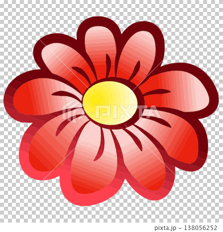 Stylized Red Flower Illustration with Yellow Center Stylized Red Flower Illustration with Yellow Center 138056252