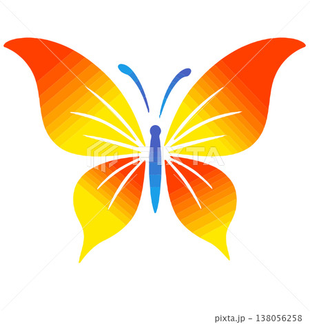Colorful Stylized Butterfly Vector Graphic on White Colorful Stylized Butterfly Vector Graphic on White 138056258