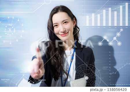 AIデータ分析でスピード感ある高速な成長や成功する女性ビジネスの未来と成功イメージ 138056420