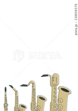 サックス四重奏フレーム　縦型シンプル素材 138056578