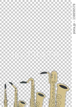 サックス四重奏フレーム　縦型シンプル素材 138056578